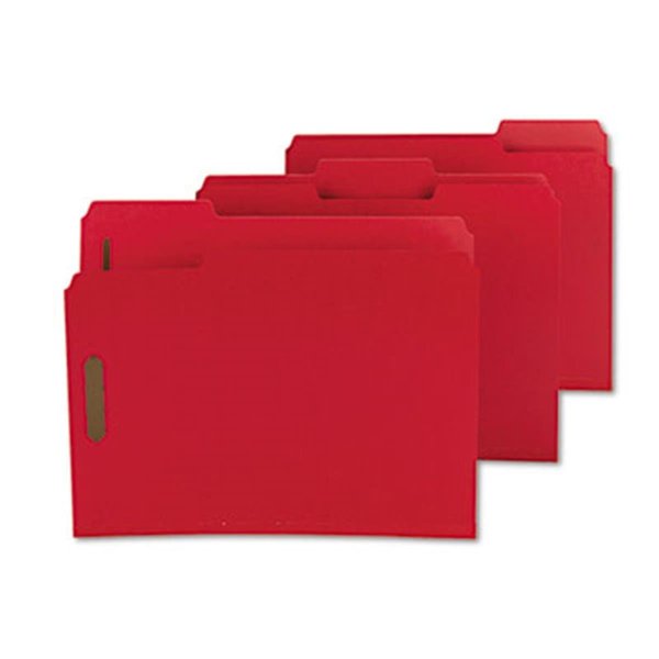 Made-To-Stick Colored Pressboard Fastener Folders  Letter  1/3 Cut  Bright Red  25/Box, 25PK MA193577